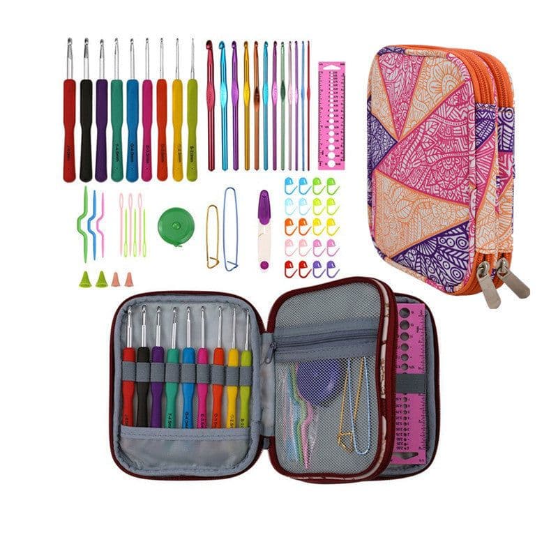 image-36 Styles Crochet Hook Set With Case Weaving Knitting Needles Set DIY Needle Arts Craft Sewing Tools Accessories For Women