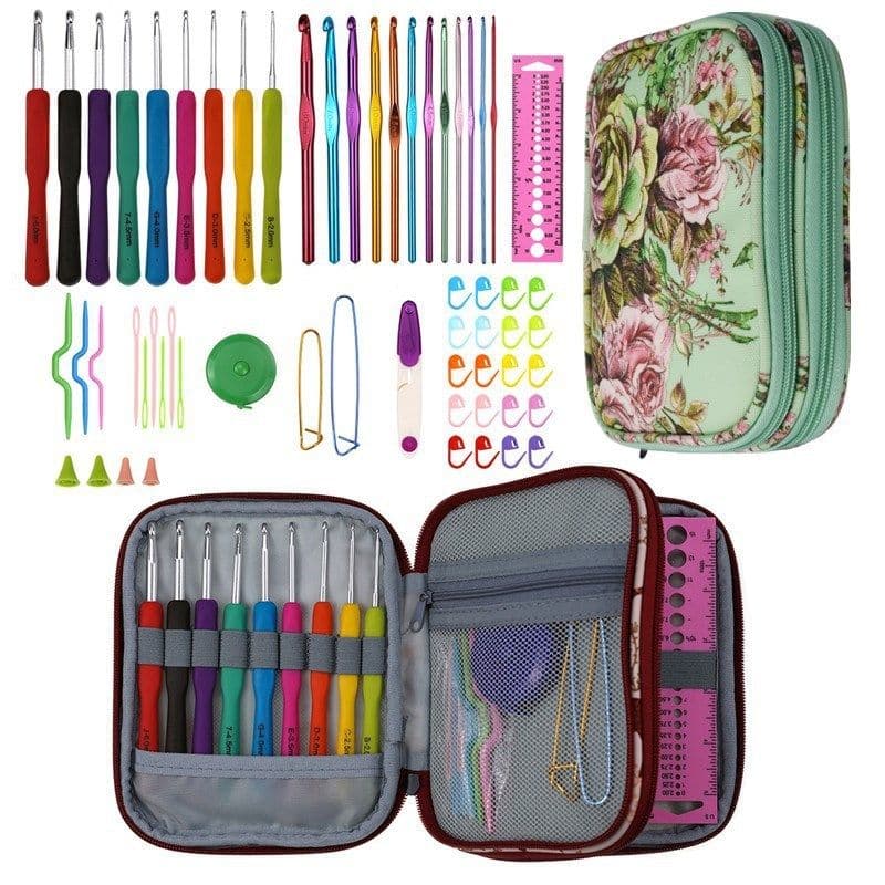 image-36 Styles Crochet Hook Set With Case Weaving Knitting Needles Set DIY Needle Arts Craft Sewing Tools Accessories For Women