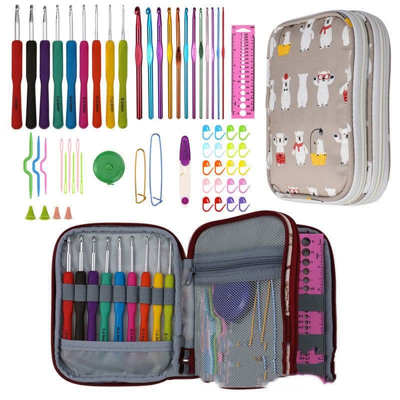 image-36 Styles Crochet Hook Set With Case Weaving Knitting Needles Set DIY Needle Arts Craft Sewing Tools Accessories For Women