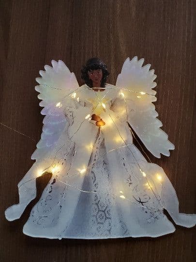 image-Christmas Tree Decoration Golden Angel Doll Tree Top Star LED Glow