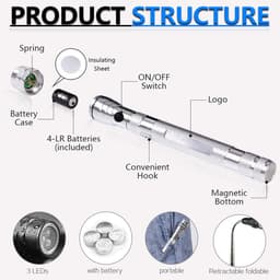 image-Flashlight Telescopic Rotating Aluminum Alloy LED Magnet To Pick Up Work Light