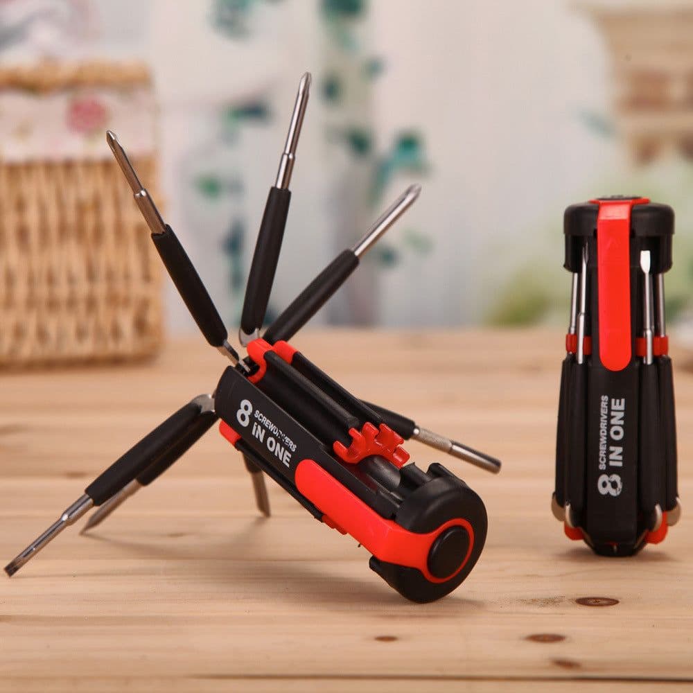 image-Car Supplies 8 In 1 Screwdriver With LED Flashlight Car Portable Multifunctional Outdoor Tools