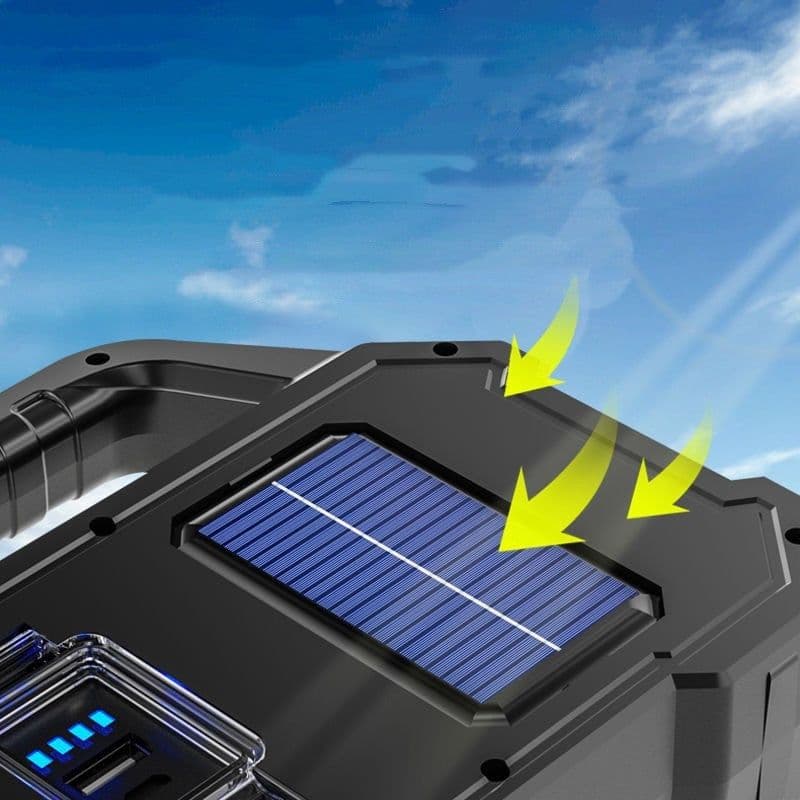 image-Outdoor Waterproof Solar Power Charger Flashlight Strong Light