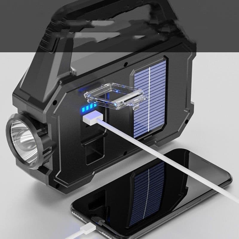 image-Outdoor Waterproof Solar Power Charger Flashlight Strong Light