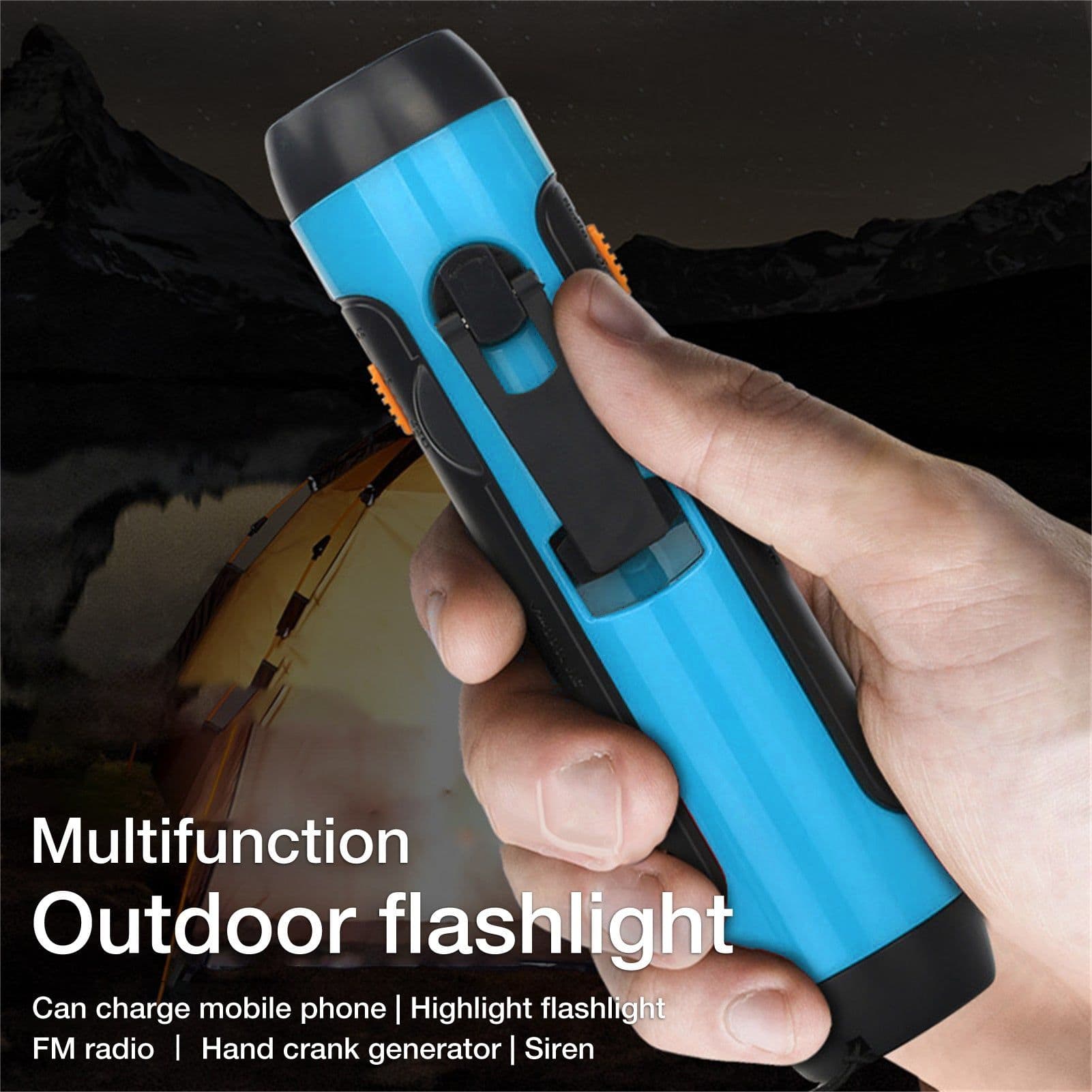 image-Outdoor Travel Emergency FM Rechargeable Alarm Flashlight
