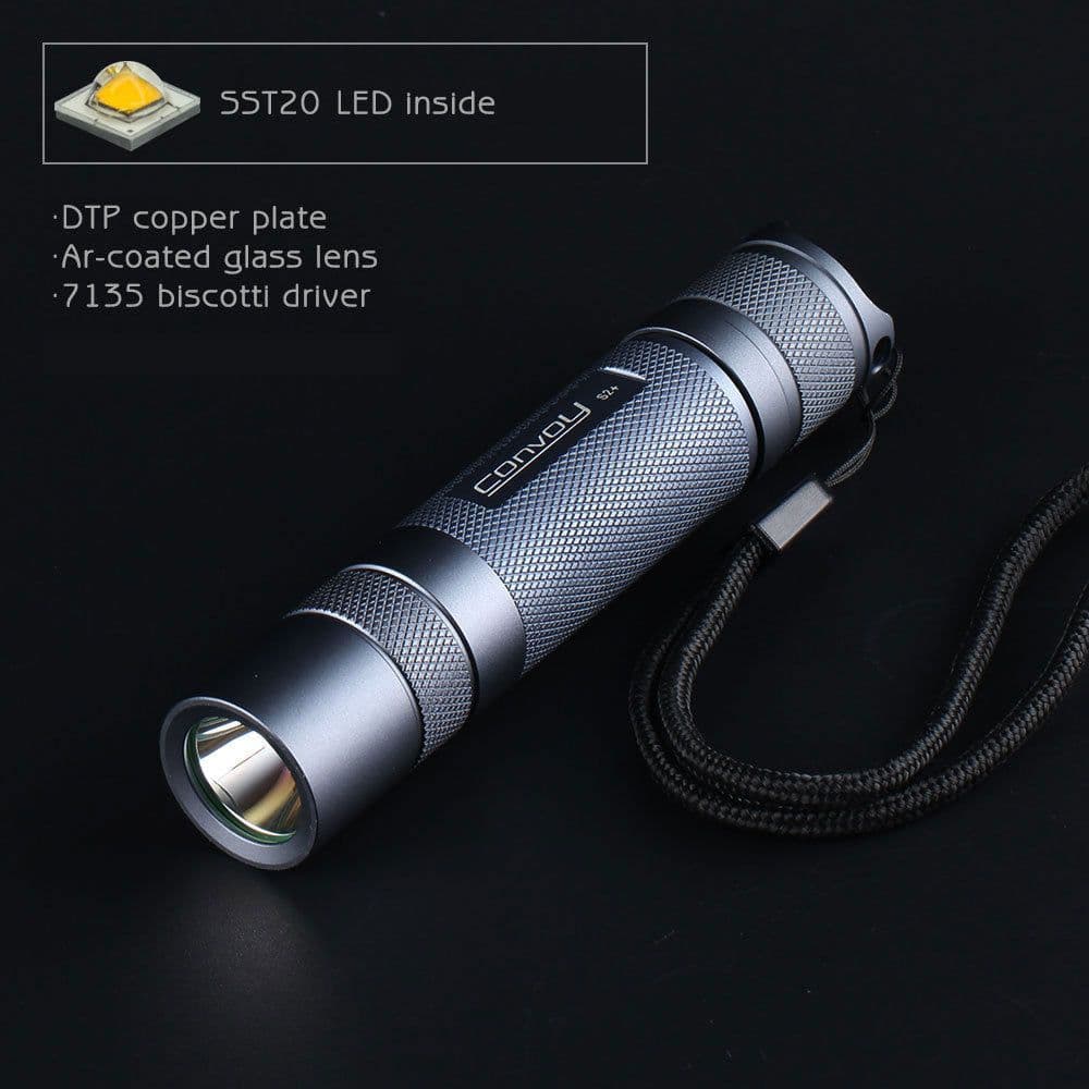 image-Convoy S2 SST20 Thermoelectric Separation Coating 7135 12 Sets 18650 Flashlight