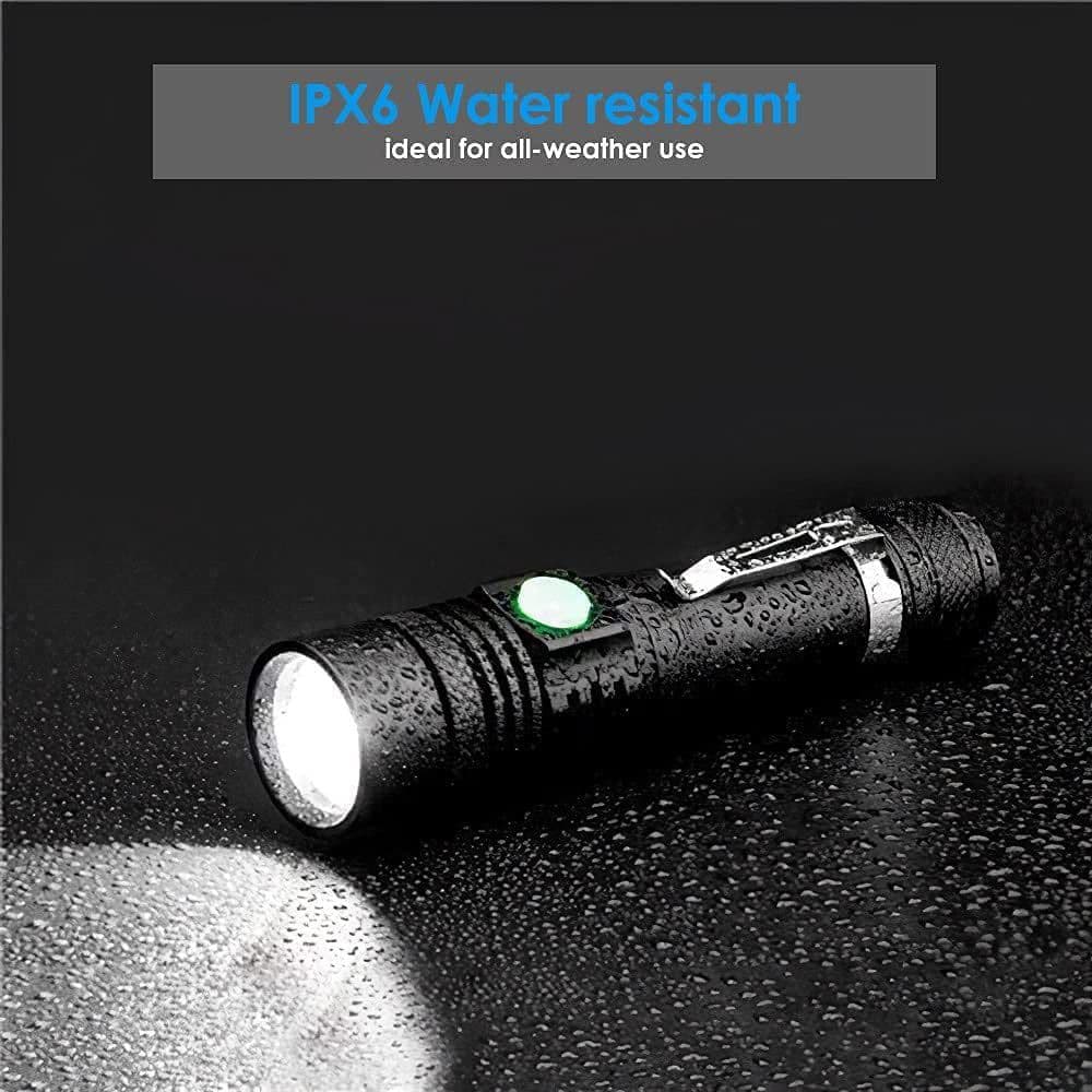 image-Telescopic Zoom USB Rechargeable T6 Strong Flashlight LED Outdoor Lighting