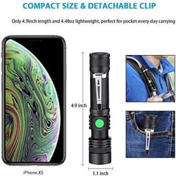 image-Telescopic Zoom USB Rechargeable T6 Strong Flashlight LED Outdoor Lighting