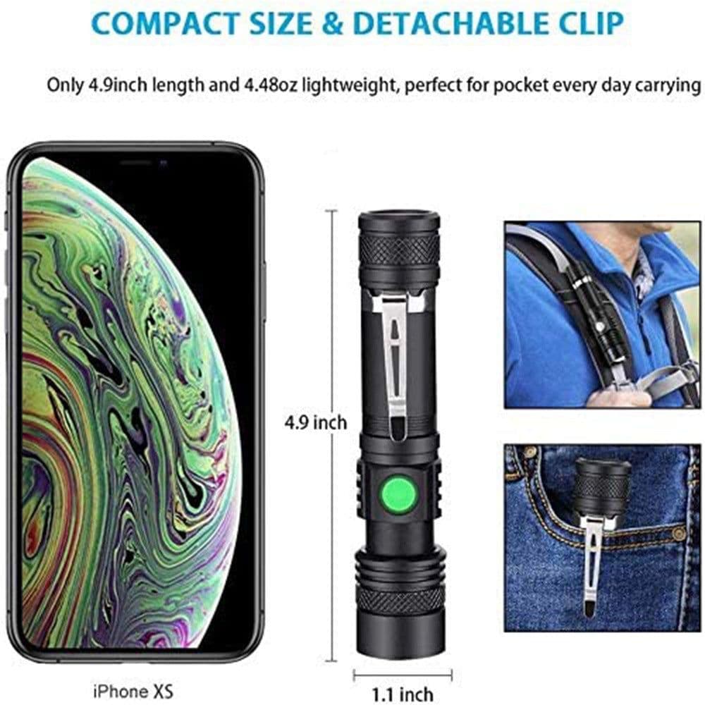 image-Telescopic Zoom USB Rechargeable T6 Strong Flashlight LED Outdoor Lighting