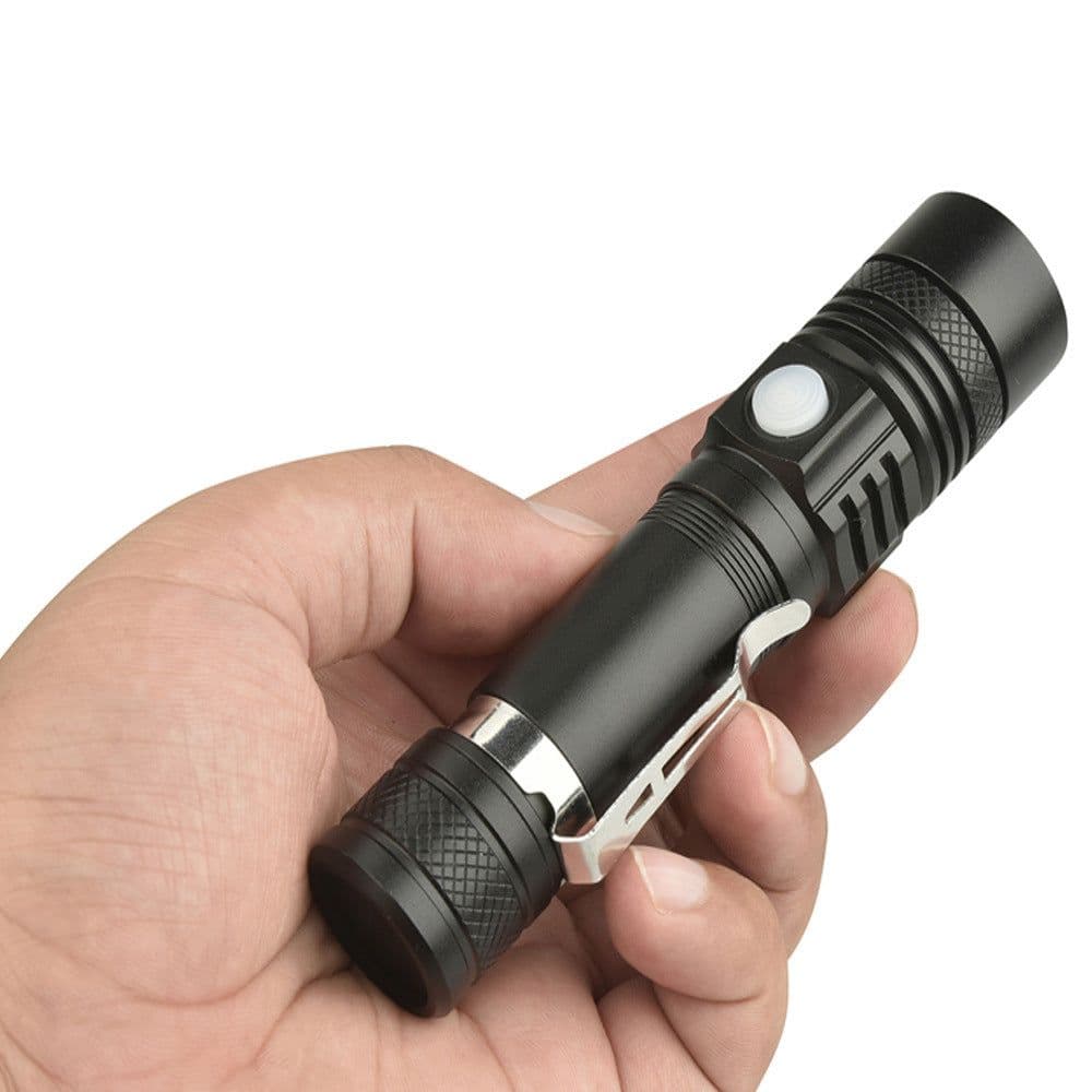 image-Telescopic Zoom USB Rechargeable T6 Strong Flashlight LED Outdoor Lighting