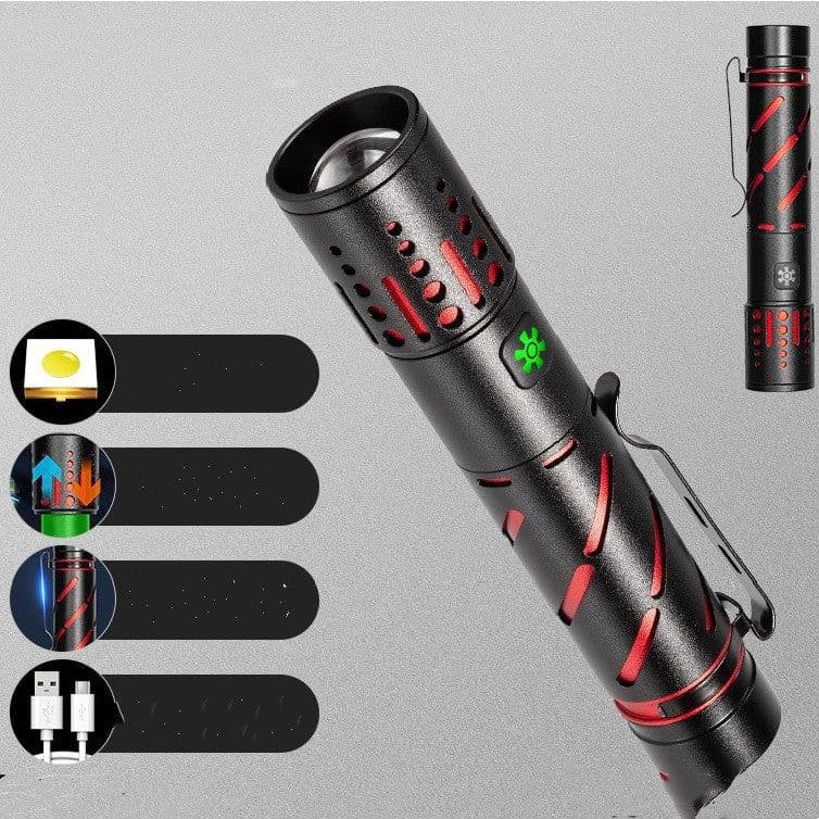 image-Rechargeable Zoom LED Laser Long Range Aluminum Alloy Outdoor Lighting Flashlight
