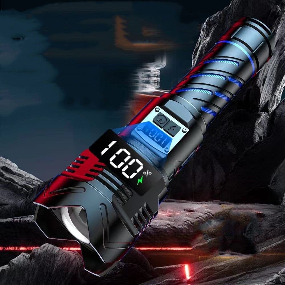 image-Aluminum Alloy Zoom Digital Display Flashlight
