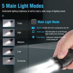 image-V10 Rechargeable LED Keychain Flashlight 1000 Lumens IPX4 Mini EDC With UV Magnetic Tail Buzzer Alarm Ideal For Camping Hiking Emergency