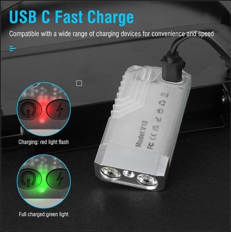 image-V10 Rechargeable LED Keychain Flashlight 1000 Lumens IPX4 Mini EDC With UV Magnetic Tail Buzzer Alarm Ideal For Camping Hiking Emergency