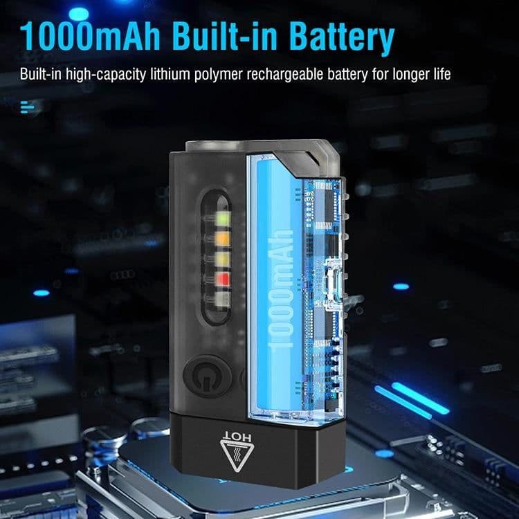 image-V10 Rechargeable LED Keychain Flashlight 1000 Lumens IPX4 Mini EDC With UV Magnetic Tail Buzzer Alarm Ideal For Camping Hiking Emergency