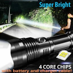 image-High Power 12000000 Lumen Ultra Bright Aluminum Flashlight LED Rechargeable UK