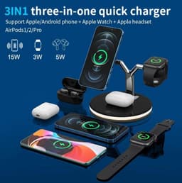 image-Compatible with Apple , Magnetic Suction Wireless Charger Three In One Wireless Charger
