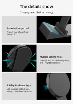 image-Horizontal Cooling Hole Mobile Phone Holder Wireless Fast Charger