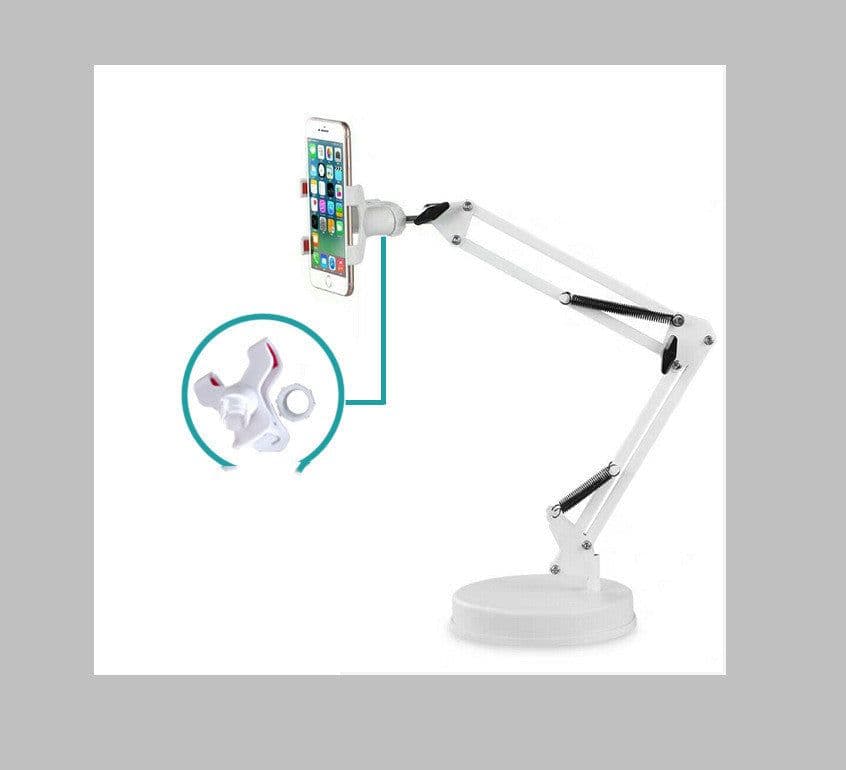 image-Compatible with Apple, Universal Mobile Phone Holder 360 Degree Rotating Long Arms For IPad Mini Desktop Bed Lazy Bracket Phone Stand Metal Clamp