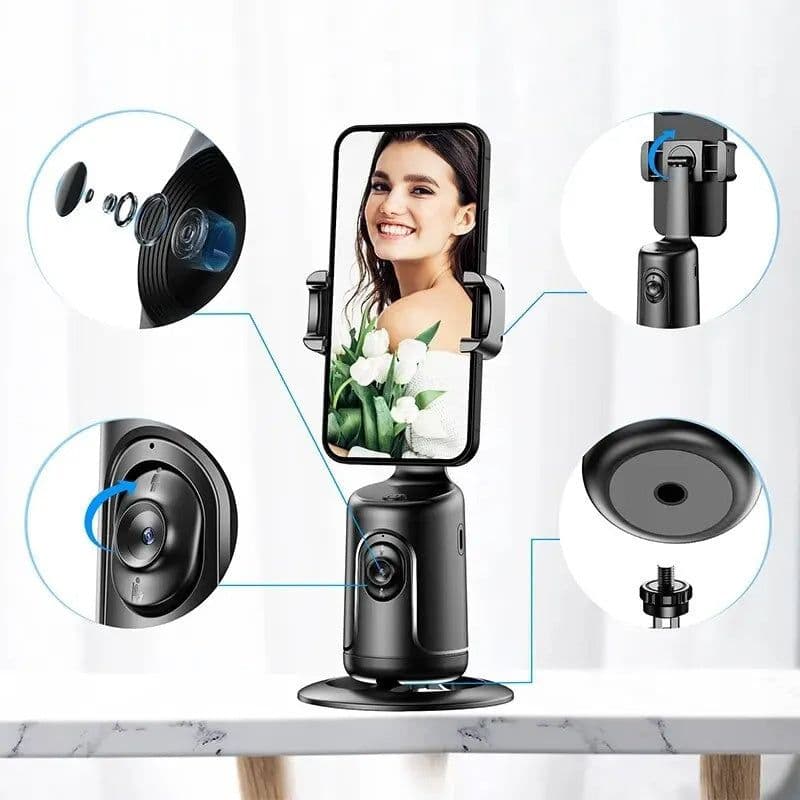 image-360 Auto Face Tracking Gimbal AI Smart Gimbal Face Tracking Auto Phone Holder For Smartphone Video Vlog Live Stabilizer Tripod