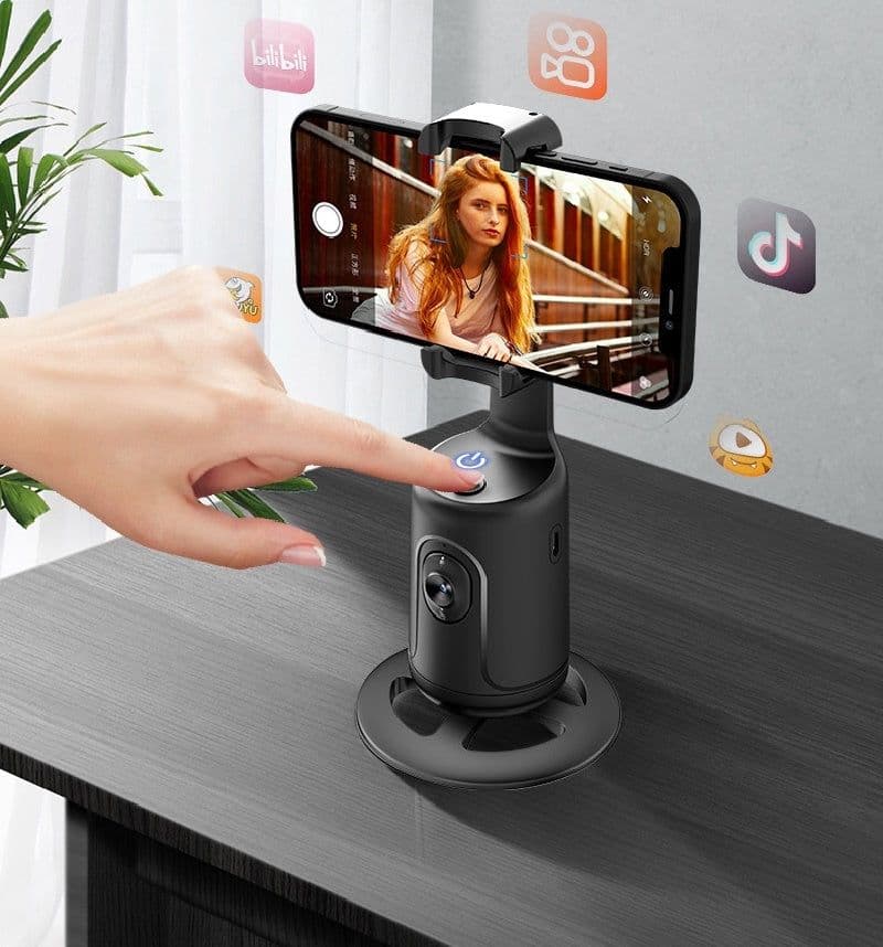 image-360 Auto Face Tracking Gimbal AI Smart Gimbal Face Tracking Auto Phone Holder For Smartphone Video Vlog Live Stabilizer Tripod