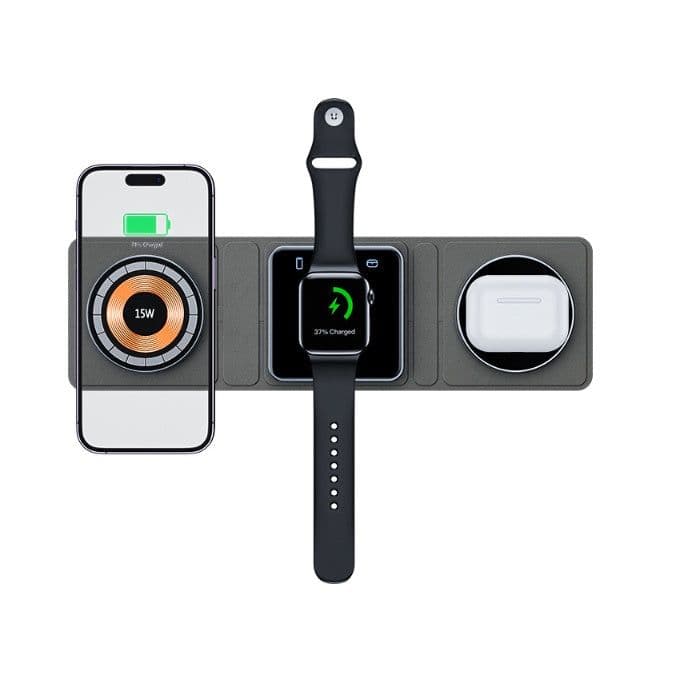image-3 IN 1 Magnetic Folding Wireless Charger Station For IPhone Transparent Fast Charging For IWatch And Airpods