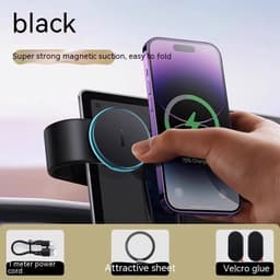image-Magnetic Bendable Car Mobile Phone Holder Wireless Charger Phone Holder 15W Car Dash Mount Compatible With Phone