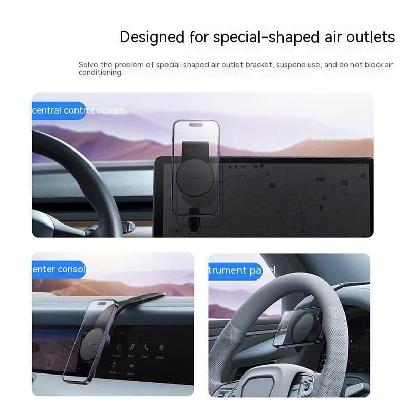 image-Magnetic Bendable Car Mobile Phone Holder Wireless Charger Phone Holder 15W Car Dash Mount Compatible With Phone