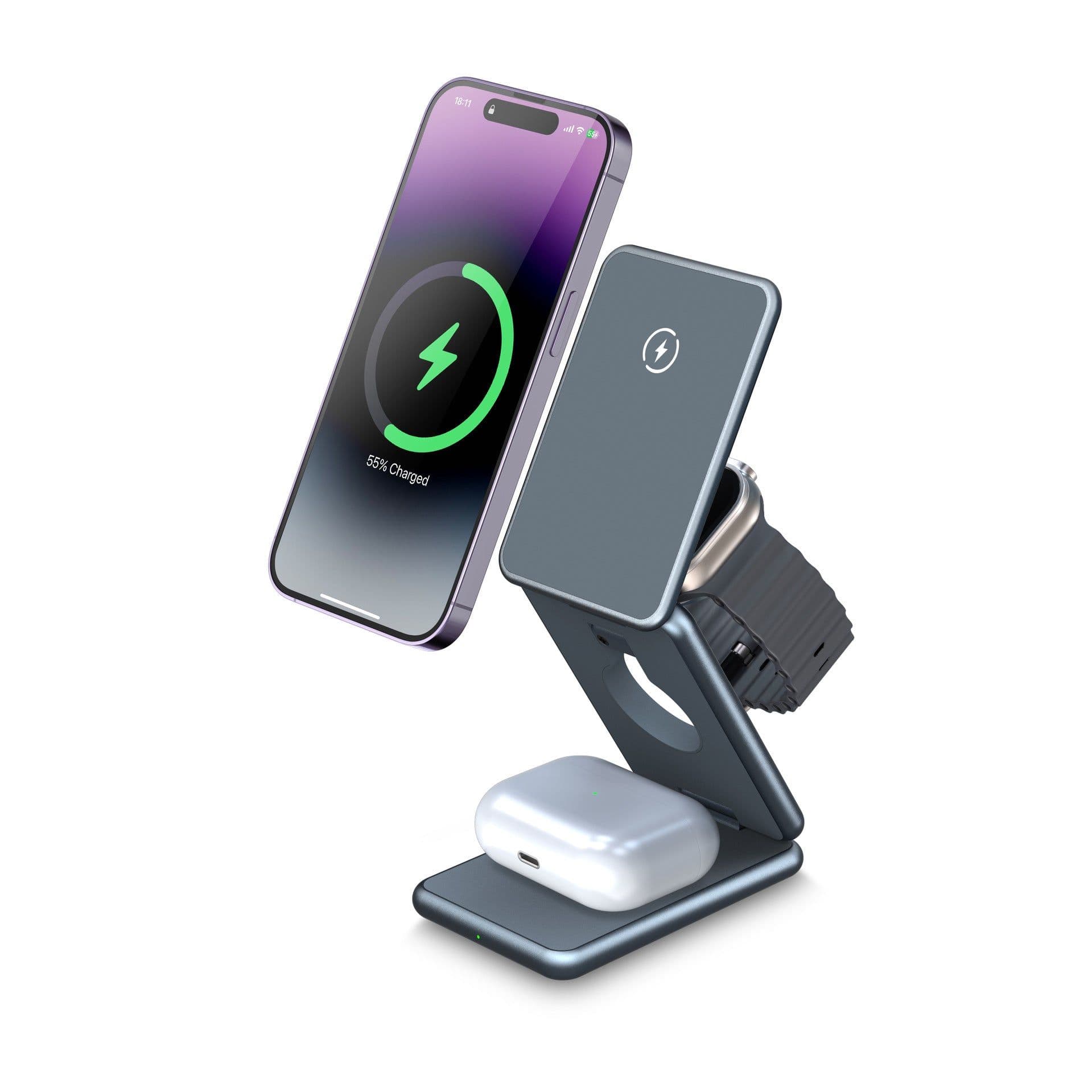 image-Magsafe15W Magnetic Watch Mobile Phone Headset Three-in-one Folding Wireless Charger