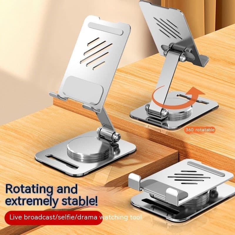 image-360 Degrees Rotate Metal Desk Mobile Phone Holder Stand For Phone Pad Adjustable Desktop Tablet Holderl Table Cell Phone Stand