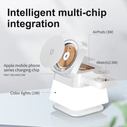 image-4 In 1 Rotatable Colorful Lighting Wireless Charger Stand For Phone 15 14 13 12 Pro Max 8 7 Holder Magnetic Fast Charging Station