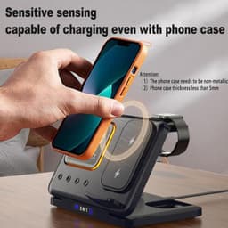 image-15W Wireless Chargers Stand 5 In1 LED Digital Alarm Clock Fast Charging Dock Station