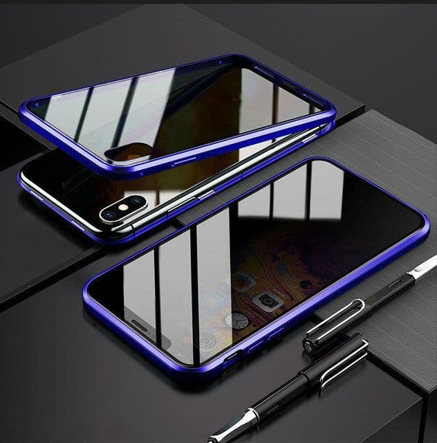 image-Phone Case Anti-peep Magnetic Protective Shell Magnetic Privacy Glass Case For Phone