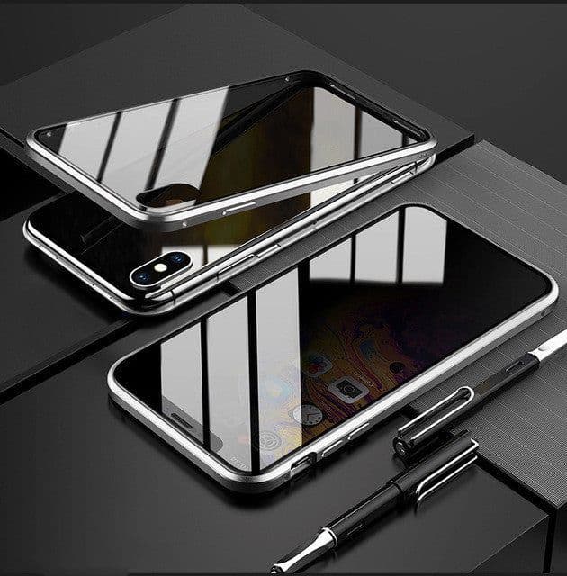 image-Phone Case Anti-peep Magnetic Protective Shell Magnetic Privacy Glass Case For Phone