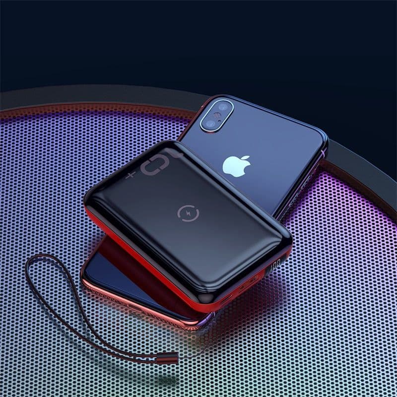 image-Small square wireless fast charge mobile power LED digital display portable 10000mAh