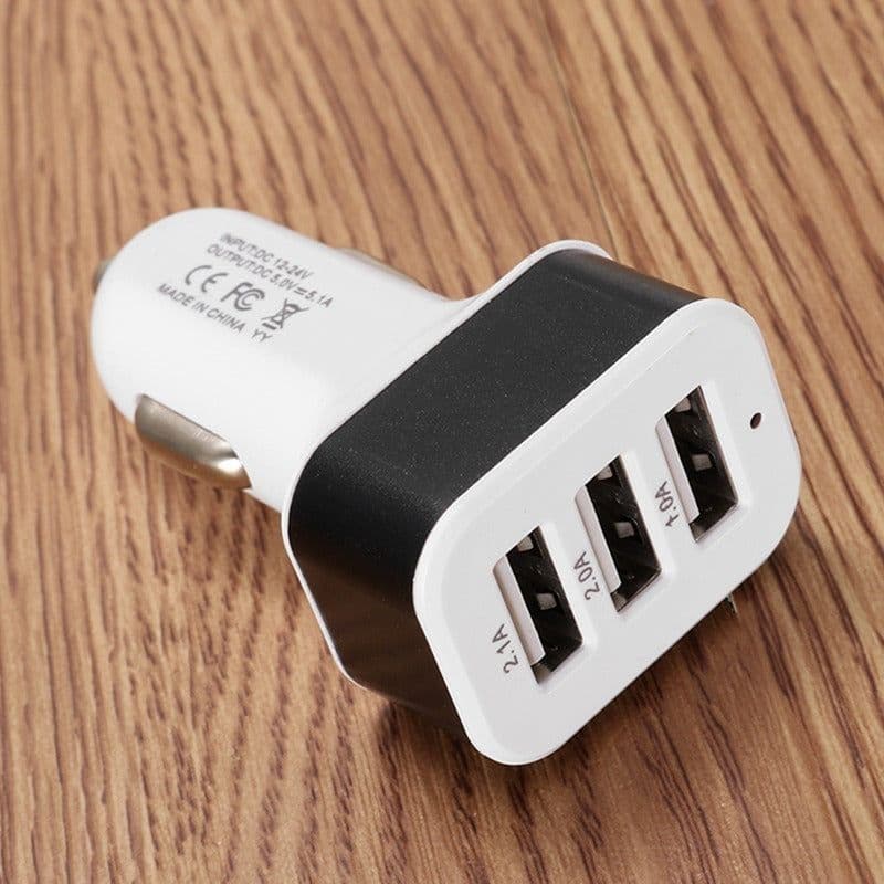 image-New 3USB car charger USB high-power universal car charger Square aluminum car charger
