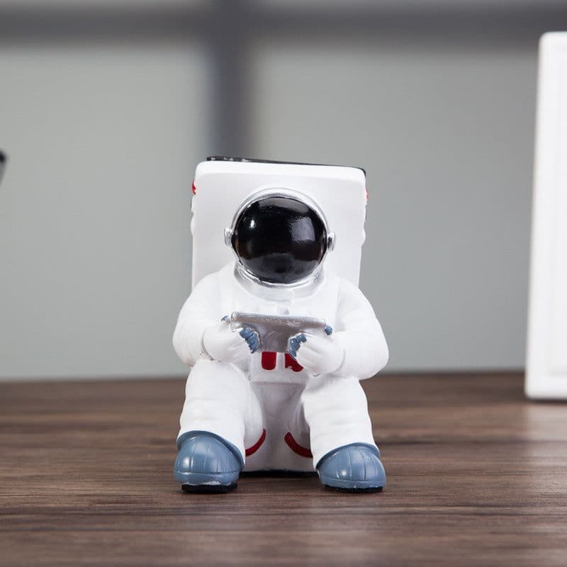 image-Simple Astronaut Mobile Phone Stand Student Desktop Holder Cute Spaceman Cell Phone Holder Creative Gift Small Desk Decoration