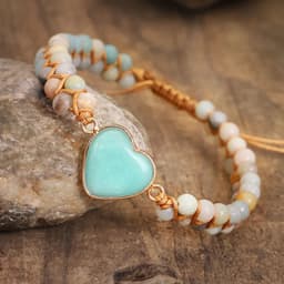 image-Classic Heart Shape Charm Bracelets Amazonite String Braided Macrame Wristband Teengirls Wrap Bracelet Femme Women Jewelry