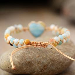 image-Classic Heart Shape Charm Bracelets Amazonite String Braided Macrame Wristband Teengirls Wrap Bracelet Femme Women Jewelry