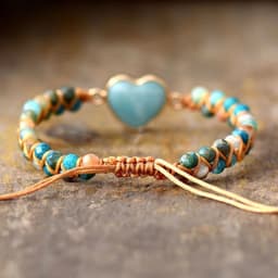 image-Classic Heart Shape Charm Bracelets Amazonite String Braided Macrame Wristband Teengirls Wrap Bracelet Femme Women Jewelry