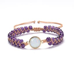 image-Stone Wrap Bracelets Femme Amethysts Opal String Braided Yoga Friendship Bracelet Bangle Bohemian Jewellery