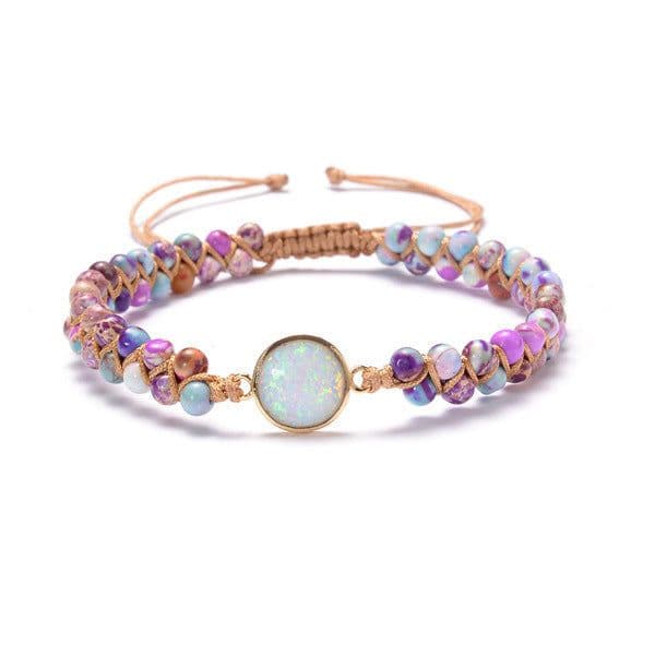 image-Stone Wrap Bracelets Femme Amethysts Opal String Braided Yoga Friendship Bracelet Bangle Bohemian Jewellery