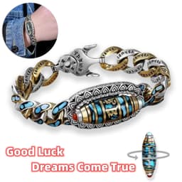 image-Fashion Jewelry New Men's Bracelet Personality Retro Transfer Rotating Nine Eye Pearl Bracelets High-end Gift