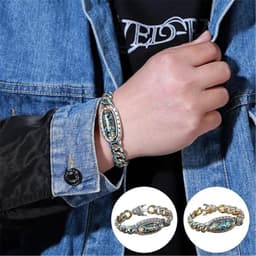 image-Fashion Jewelry New Men's Bracelet Personality Retro Transfer Rotating Nine Eye Pearl Bracelets High-end Gift