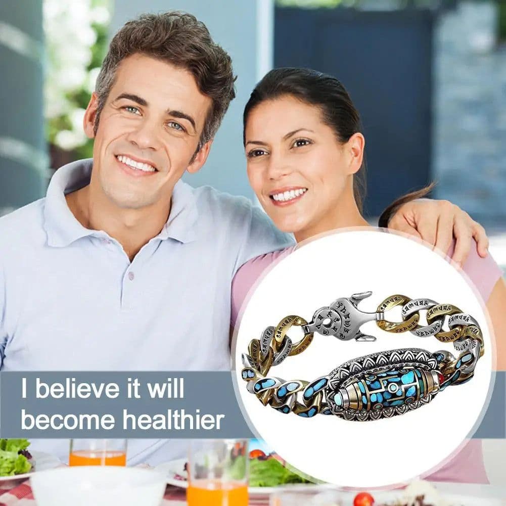 image-Fashion Jewelry New Men's Bracelet Personality Retro Transfer Rotating Nine Eye Pearl Bracelets High-end Gift