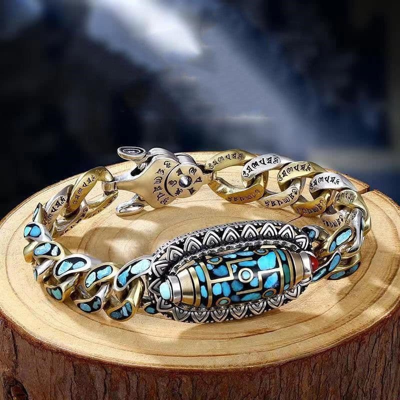 image-Fashion Jewelry New Men's Bracelet Personality Retro Transfer Rotating Nine Eye Pearl Bracelets High-end Gift