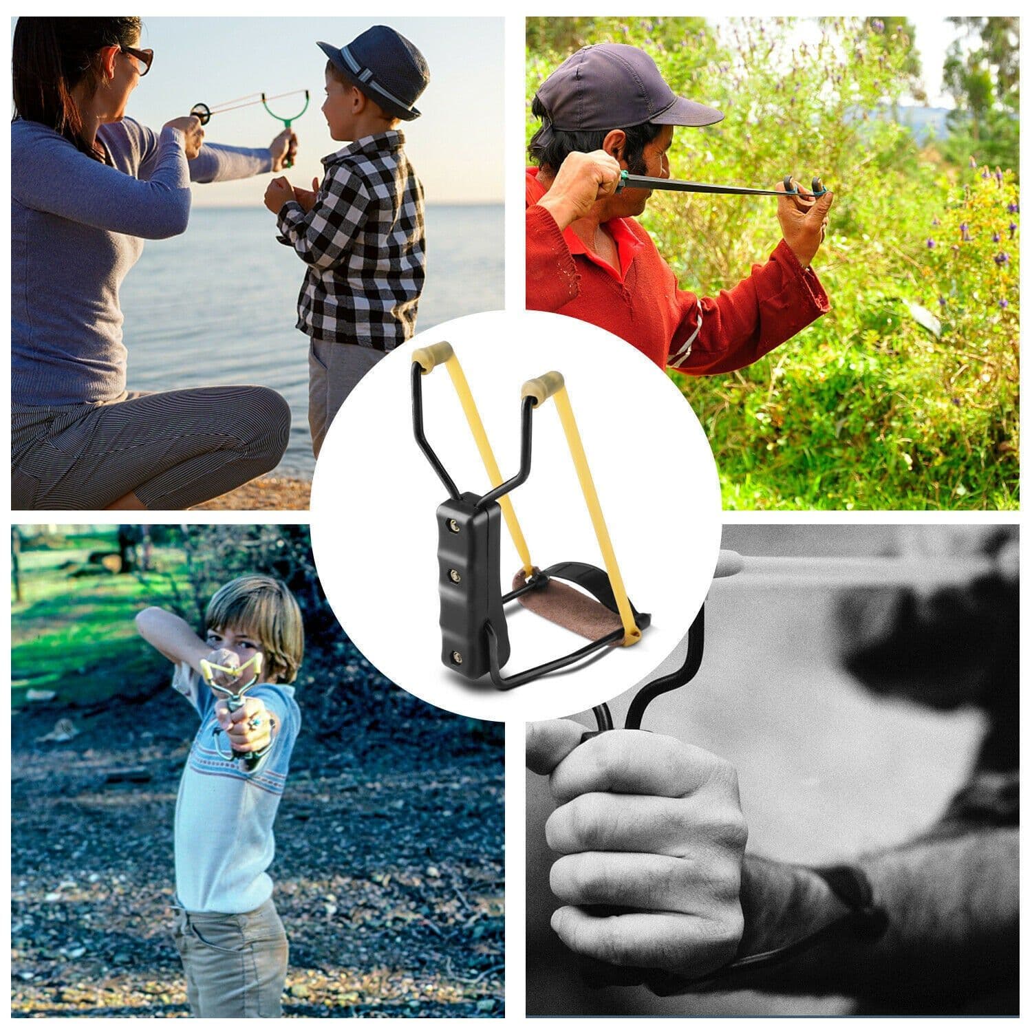 image-Compact Folding Slingshot Wrist Rocket Catapult For Hunting Outdoor Sport Games