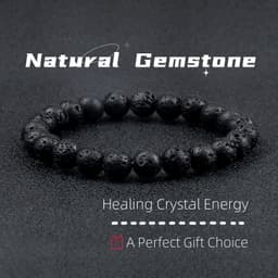 image-Natural Volcanic Stone Beads Bracelets Black Lava Men Women Bracelet Aromatherapy Essential Oil Diffuser Bangle