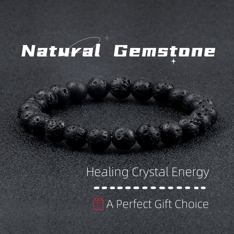 image-Natural Volcanic Stone Beads Bracelets Black Lava Men Women Bracelet Aromatherapy Essential Oil Diffuser Bangle