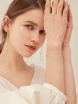 image-S925 Sterling Silver Two-tone Zircon Fashion All-match Bracelet